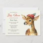 Invitation Baby shower de cerfs d'animaux de la forêt mite d' (Devant)