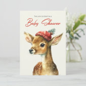 Invitation Baby shower de cerfs d'animaux de la forêt mite d' (Debout devant)