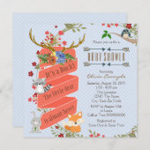 Invitation Baby shower de cerfs de bois (Devant / Derrière)