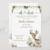 Invitation Baby shower de cerfs de bois (Devant / Derrière)