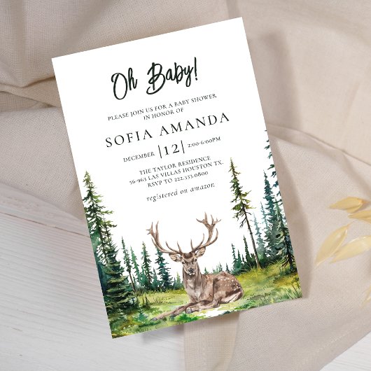 Invitation Baby shower de cerfs de bois