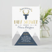 Invitation Baby shower de cerfs de bois, Faux Foil (Debout devant)