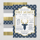Invitation Baby shower de cerfs de bois, Faux Foil (Devant / Derrière)