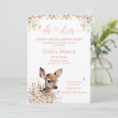 Invitation Baby shower de cerfs de bois fille (Debout devant)