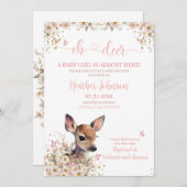 Invitation Baby shower de cerfs de bois fille (Devant / Derrière)