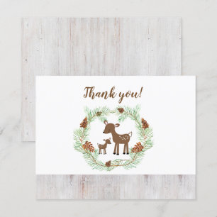 Invitation Baby shower de cerfs de bois Merci