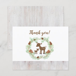 Invitation Baby shower de cerfs de bois Merci