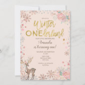 Invitation Baby shower de cerfs de bois rose (Devant)