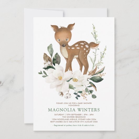 Invitation Baby shower de cerfs de la forêt ivoirienne neutre (Devant)