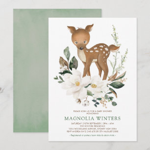 Invitation Baby shower de cerfs de la forêt ivoirienne neutre