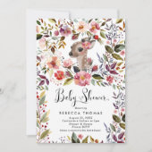 Invitation baby shower de cerfs et de fleurs mignons (Devant)
