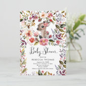 Invitation baby shower de cerfs et de fleurs mignons (Debout devant)