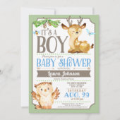 Invitation Baby shower de cerfs et de hibou de boi (Devant)