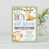 Invitation Baby shower de cerfs et de hibou de boi (Debout devant)