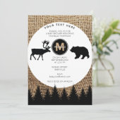 Invitation Baby shower de cerfs et ours rustiques (Debout devant)