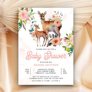 Invitation Baby shower de cerfs floraux maman et bébé
