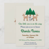 Invitation Baby shower de Cerfs mignons et Raccoon (Devant / Derrière)