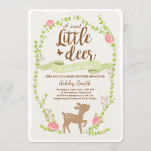 Invitation baby shower de cerfs Woodland Girl rose
