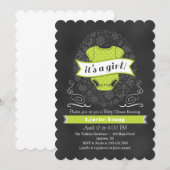Invitation Baby shower de Chalkboard Green Lime (Devant / Derrière)