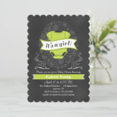 Invitation Baby shower de Chalkboard Green Lime (Debout devant)