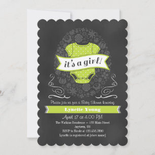 Invitation Baby shower de Chalkboard Green Lime
