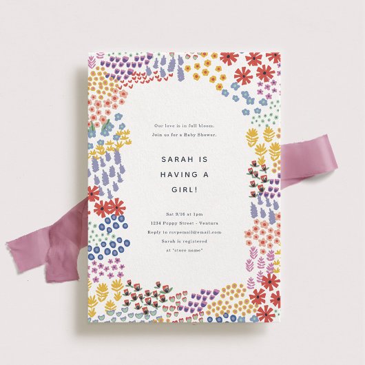 Invitation Baby shower de champ de fleurs
