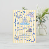 Invitation Baby shower de champagne cupide tiré à la main (Debout devant)