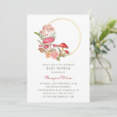 Invitation Baby shower de champignon à l'aquarelle rouge du b (Debout devant)