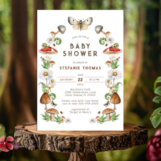 Invitation Baby shower de champignon d'aquarelle |