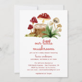 Invitation Baby shower de champignon de la forêt d'aquarelle (Devant)