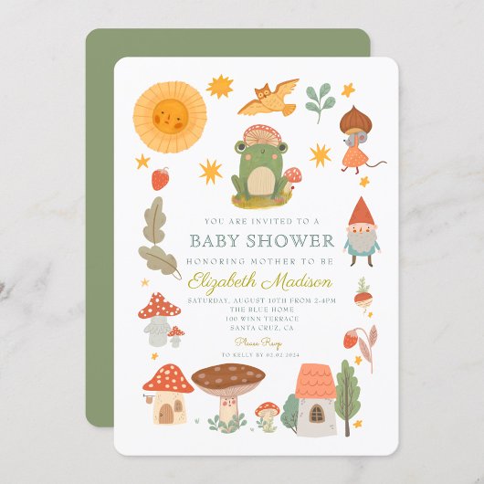 Invitation Baby shower de champignon de la grenouille des boi