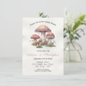 Invitation Baby shower de champignon en bois (Debout devant)