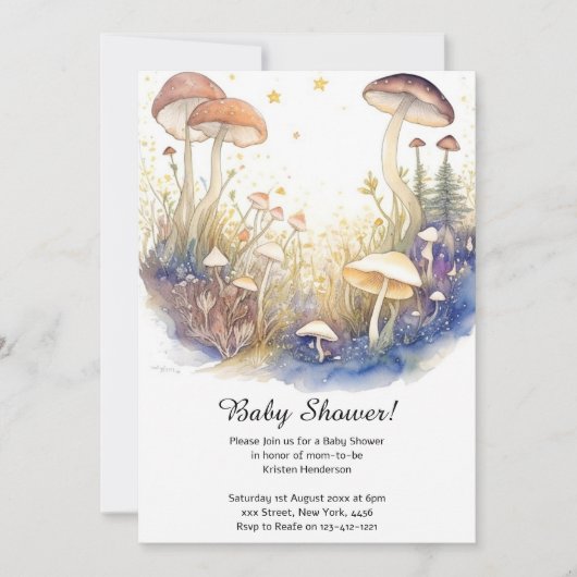 Invitation Baby shower de champignons (Devant)
