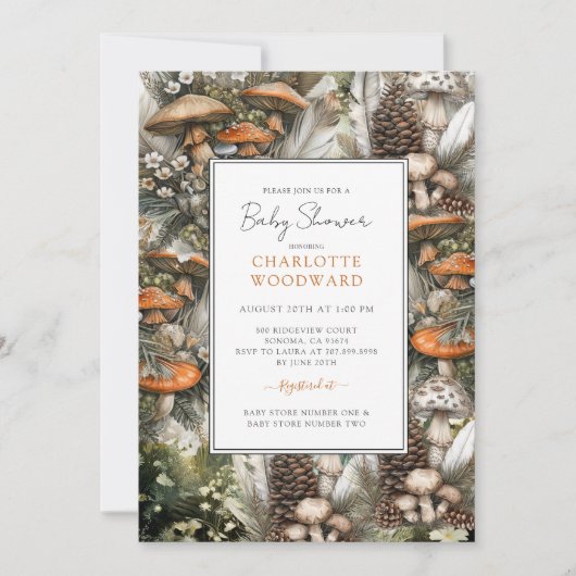 Invitation Baby shower de champignons (Devant)