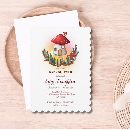Invitation Baby shower de champignons
