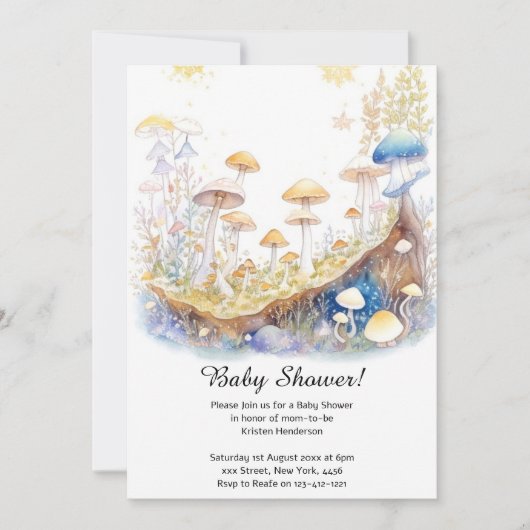 Invitation Baby shower de champignons (Devant)