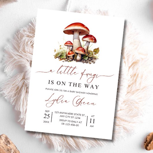 Invitation Baby shower de champignons, Baby shower