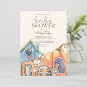 Invitation Baby shower de champignons Citrouilles d'automne (Debout devant)