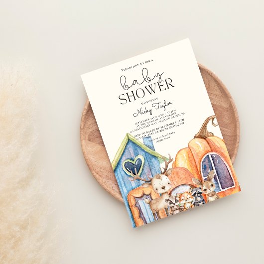 Invitation Baby shower de champignons Citrouilles d'automne