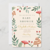 Invitation Baby shower de champignons de forêt (Devant)