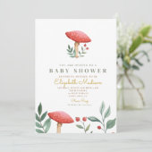 Invitation Baby shower de champignons de forêt (Debout devant)