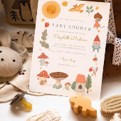 Invitation Baby shower de champignons de forêt