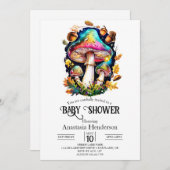 Invitation Baby shower de champignons de forêt enchantés (Devant / Derrière)