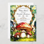 Invitation Baby shower de champignons de forêt enchantés (Devant / Derrière)