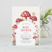 Invitation Baby shower de champignons des bois (Debout devant)
