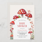 Invitation Baby shower de champignons des bois (Devant / Derrière)