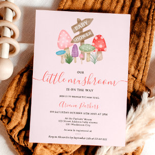 Invitation Baby shower de champignons des bois de fée de mûre