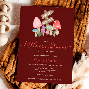 Invitation Baby shower de champignons des bois de fée de mûre