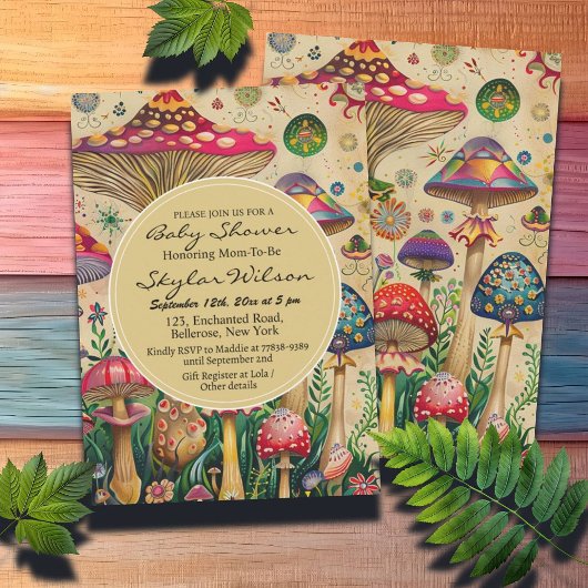 Invitation Baby shower de champignons Fairytale