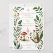 Invitation Baby shower de champignons forestiers de bois Invi (Devant)